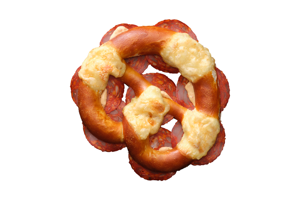 Raclette pretzel with chorizo